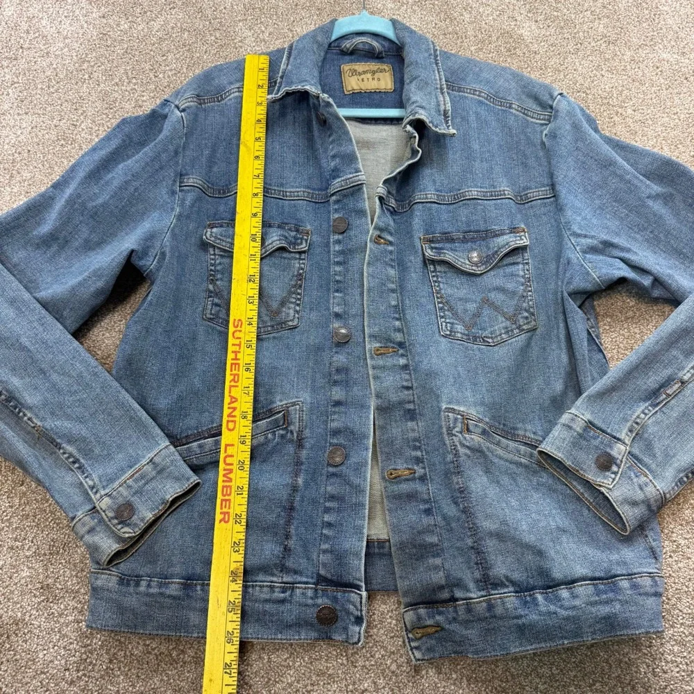 Wrangler Retro Mens Blue Denim Trucker Jacket L Cotton VTG Coat Jean Western
